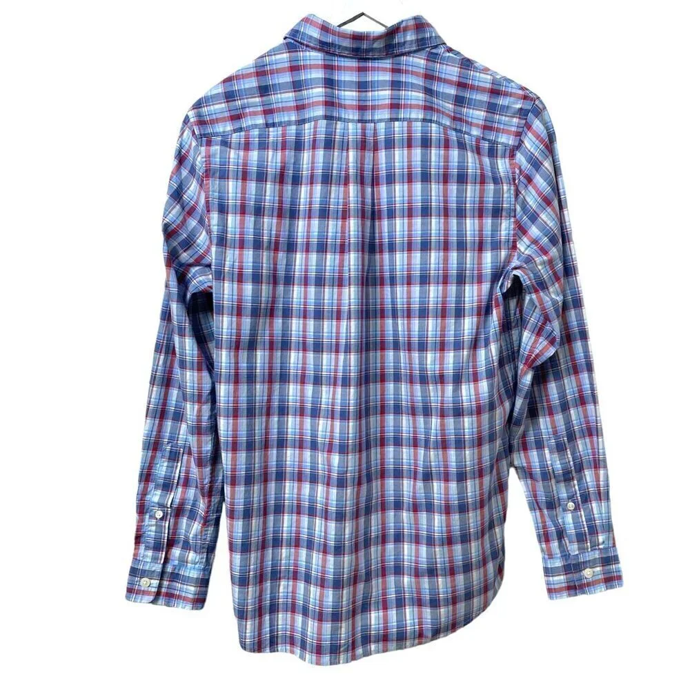 VINEYARD VINES Boys Large Plaid Shirt Blue Cotton Preppy Long Sleeve Button up